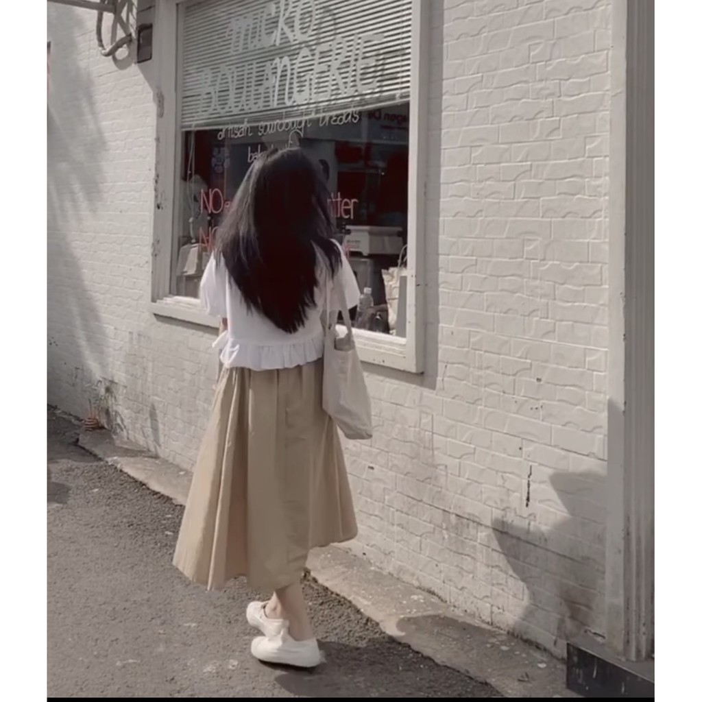 SET ÁO SƠMI NGẮN TAY + CHÂN VÁY KAKI SIÊU XINH MÀU NHÃ NHẶN