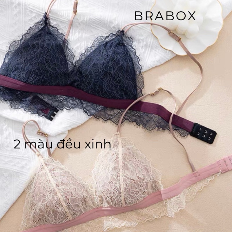 Áo lót nữ đệm mỏng, áo ngực ren mút liền thông hơi BRA34 BRABOX