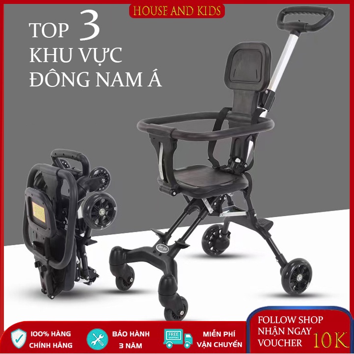 ⚡FREESHIP⚡ Xe đẩy đi dạo cho bé 4 bánh 2 chiều có thể gấp gọn kèm đệm, trọng lượng siêu nhẹ