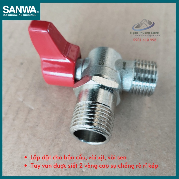 Van bi góc 2 ren ngoài Sanwa Thái Lan Phi 21mm  - Mã ABV15MM
