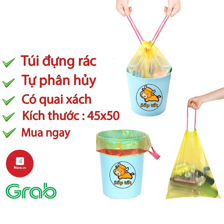 Túi đựng rác có dây rút tiện lợi quai xách đi vứt rác dễ sử dụng GD96