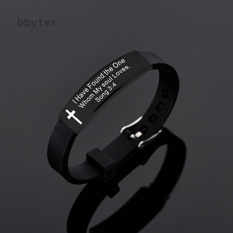 Bbyter Vòng Tay Silicone Khắc Chữ Thập Chúa Jesus Bằng Thép Titan