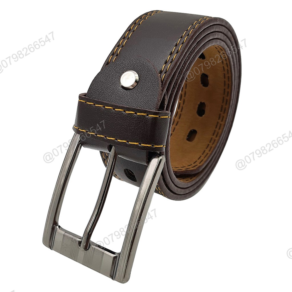 Thắt lưng da nam cao cấp DHM-183 | Khóa kim màu bạc nam tính | đục lỗ nguyên dây | Bảo hành 12 tháng