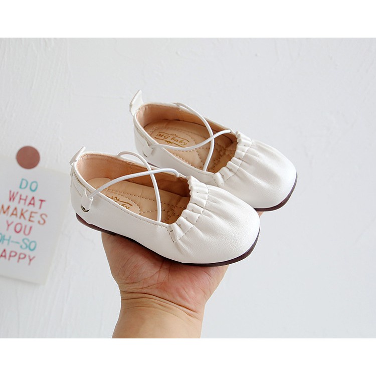 giày búp bê cho bé  giày bệt cho bé gái nhún bèo MGbaby có dây chống tuột đế êm chân  da PU mềm mùa đông he thu V369