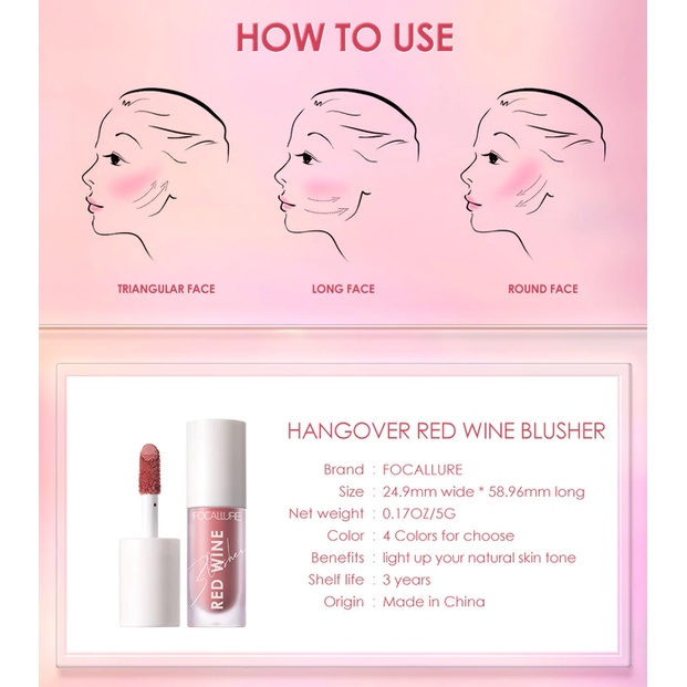 Má Hồng Kem FOCALLURE Hangover Red Wine Blusher Nội Địa Trung | FA-89