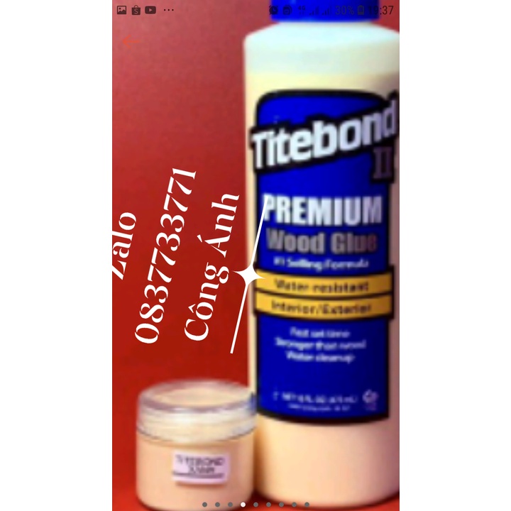 Keo dán gỗ, keo Titebond II Premium Wood Glue 473ml