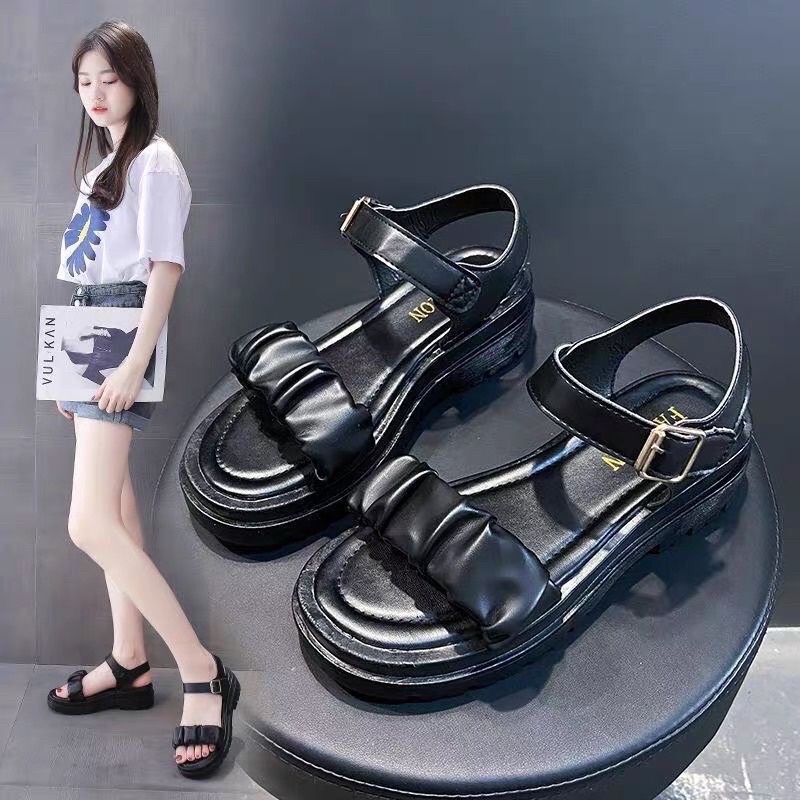 sandal quai hậu nhún nữ đi học đi chơi chất da mềm êm chân