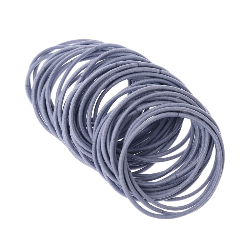 Set 20/50/100 dây buộc tóc nữ 5cm màu trơn đơn giản phong cách Hàn Quốc
