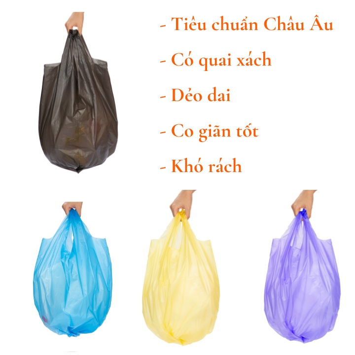 Túi đựng rác tự phân hủy sinh học có quai Inochi Soji Nhật Bản, cuộn bao bọc bịch, nilong đựng rác màu và đen Vapuhcm