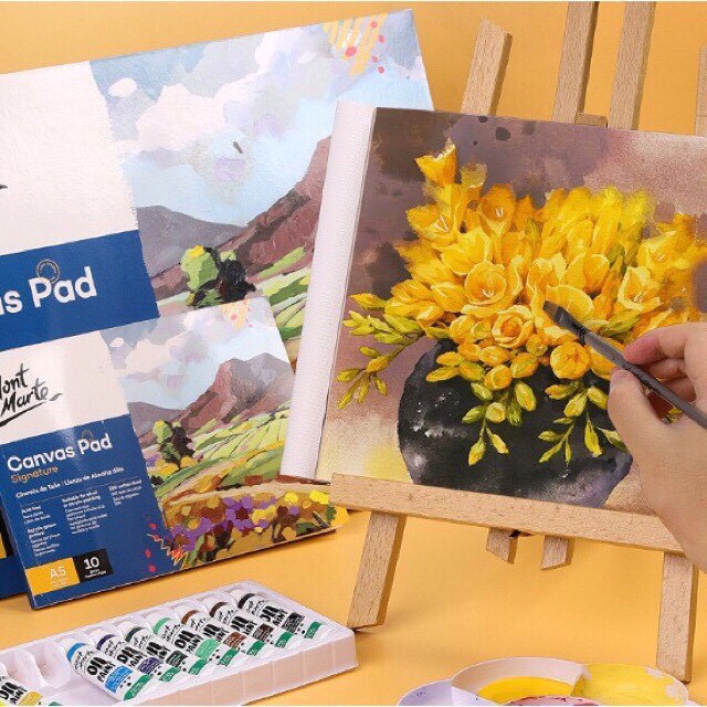 Sổ Canvas Vẽ Màu Acrylic, Sơn Dầu, Canvas Pad Mont Marte A3/ A4/ A5 - 10 Tờ Toan, 280gsm - CAXX0023/CAXX0024/CAXX0025