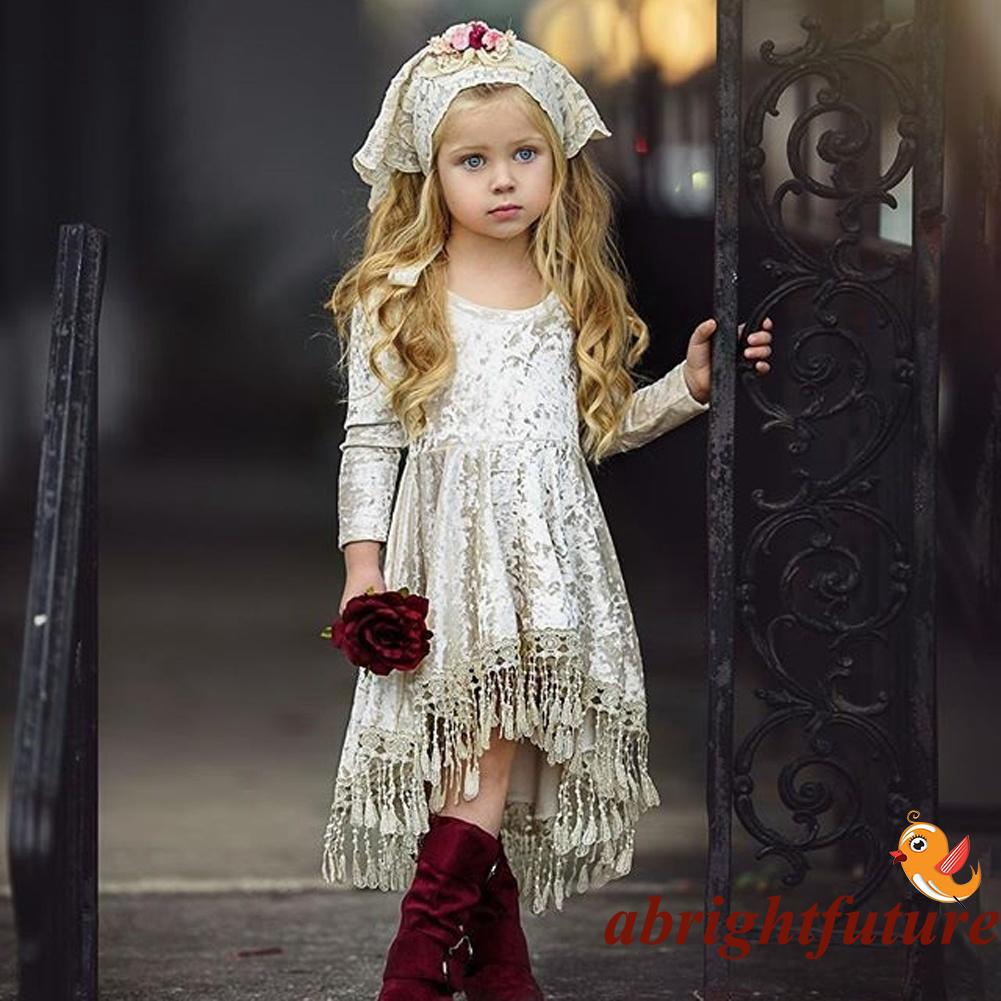 Đầm nhung thắt nơ cho bé gái