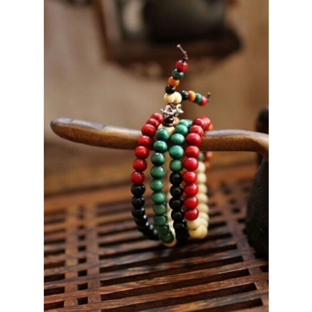 Vòng tay chuỗi hạt gỗ phong cách Phật giáo