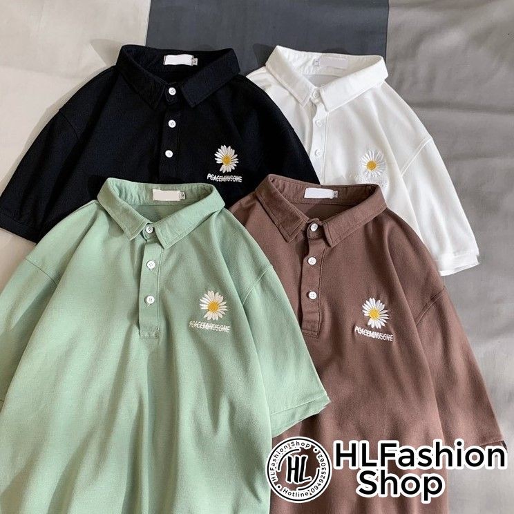 Áo thun tay lỡ unisex T-shirt cổ trụ thêu Hoa cúc Peaceminisone - form rộng freesize | BigBuy360 - bigbuy360.vn