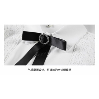 [ ORDER TAOBAO] Áo sơ mi phối ren bèo kèm nơ cổ