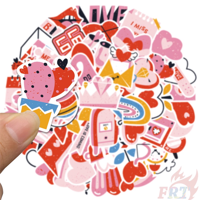 Bộ 100 Cái ❉ Sticker Dán Trang Trí Màu Hồng Xinh Xắn Đáng Yêu ❉ Sticker Dán Tường Chống Thấm Nước Họa Tiết Doodle Hợp Thời Trang