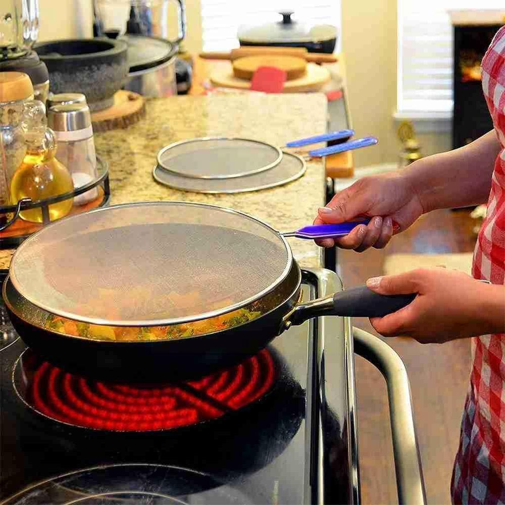 Nắp Đậy Chống Bắn Dầu Bằng Thép Không Gỉ Thiết Kế Tinh Tế Tiện Dụng Cho Nhà Bếp