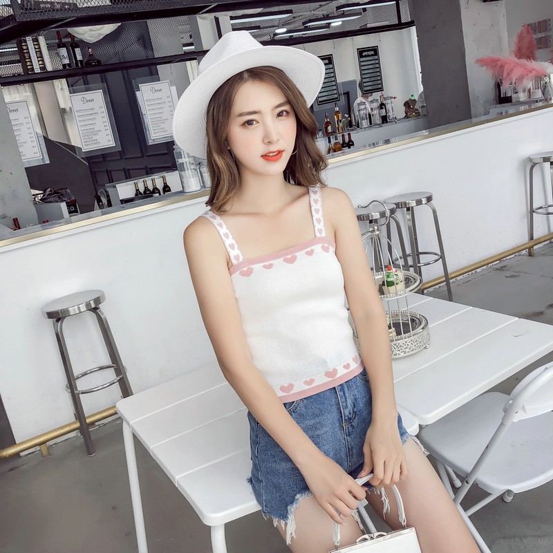 Women summer knitted tank top strap off shoulder sexy vest sleeveless shirt | BigBuy360 - bigbuy360.vn