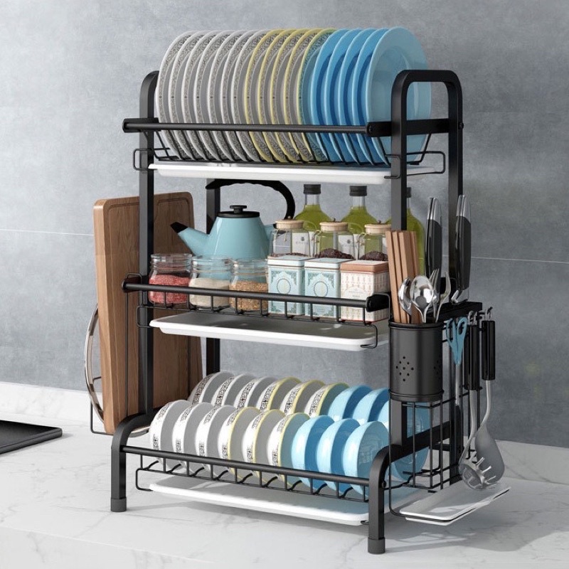 Kệ bát 3 tầng đa năng thông minh. Có khay hứng nước. Freeship