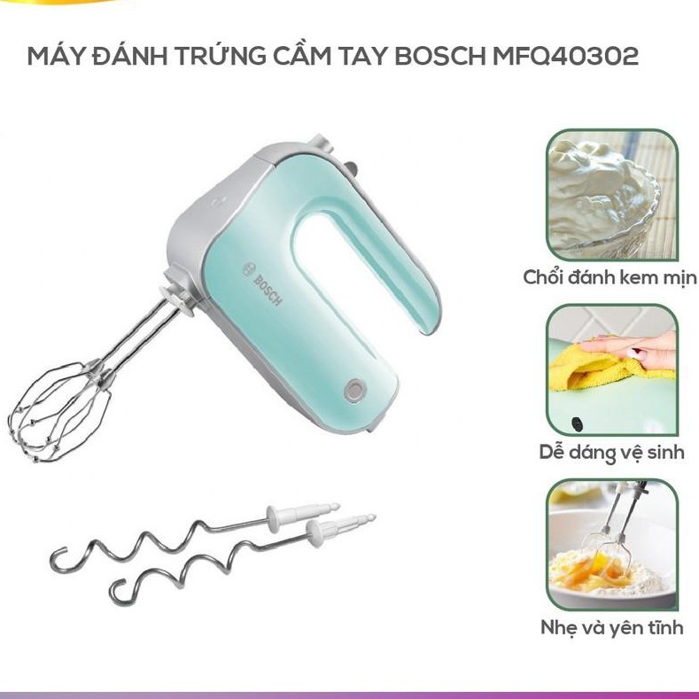 Máy Đánh Trứng Cầm Tay Bosch, Máy Trộn Bột Bosch MFQ40302 - Màu Xanh - Nhập khẩu từ Đức