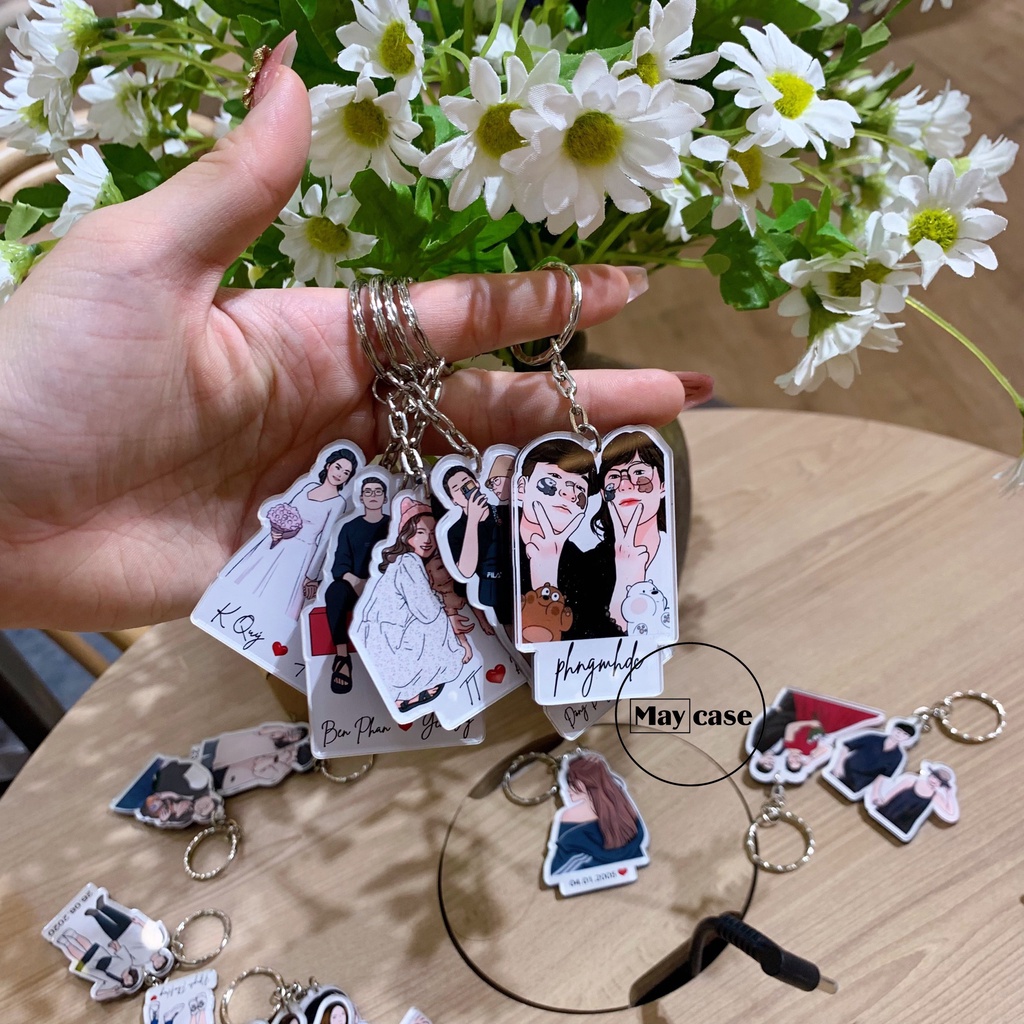 Móc khóa vẽ line in hình theo yêu cầu