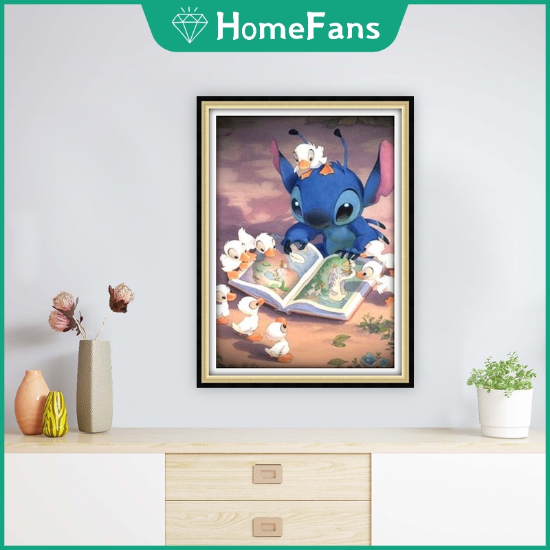 Bộ Tranh Đính Đá 5D Họa Tiết Hoạt Hình Stitch Độc Đáo Kích Thước 30x40cm/40x50cm DIY Dùng Trang Trí Nhà Cửa
