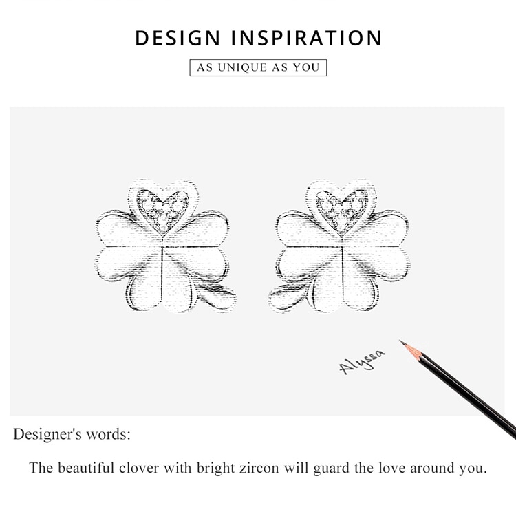 Khuyên tai BAMOER BSE233 bằng bạc 925 chống dị ứng hình cỏ bốn lá đính đá giả thời trang cho nữ