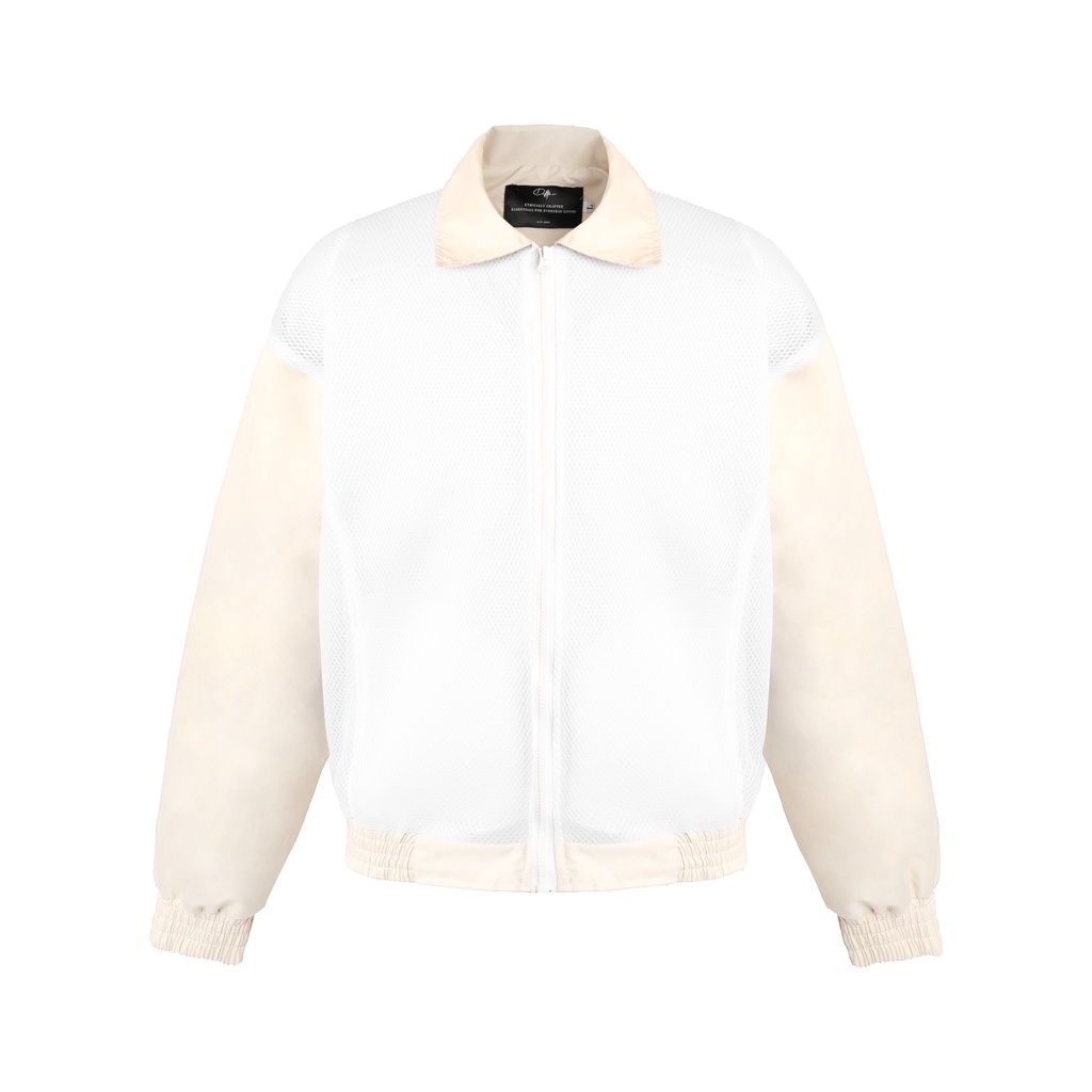 Áo khoác dù lưới màu trắng kem (Cream Nylon Mesh Cropped Jacket)