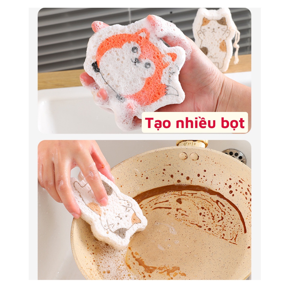 Miếng rửa chén bọt biển hoạt hình đa năng cao cấp dành cho gia đình