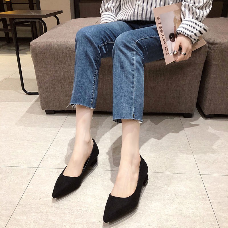 Giày Cao Gót Đế Thấp 3cm Thời Trang Mùa Thu 2020 Cho Nữ