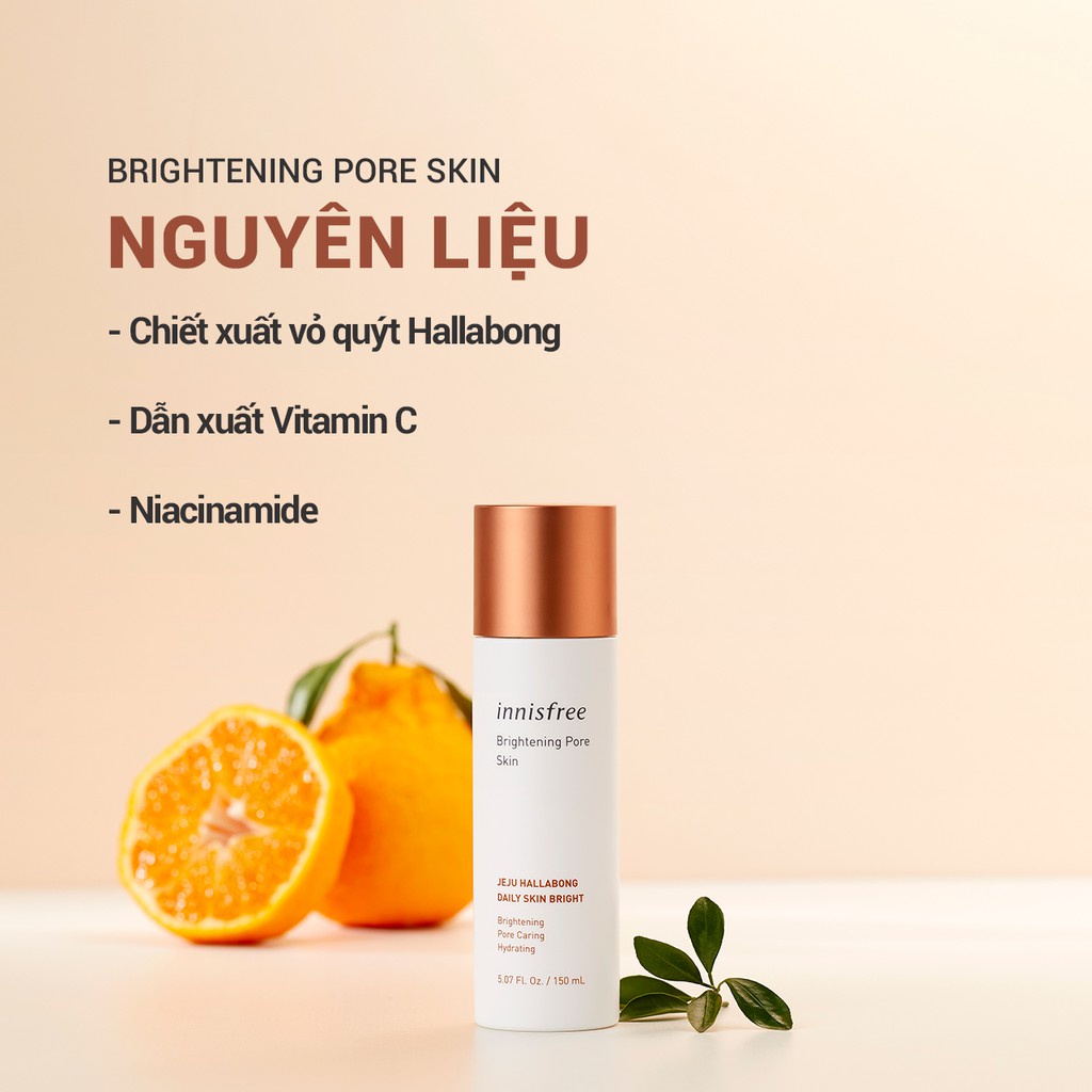 [Mã COSIF05 giảm 10% đơn 400K] Nước cân bằng dưỡng sáng da 3 trong 1 innisfree Brightening Pore Skin 150ML