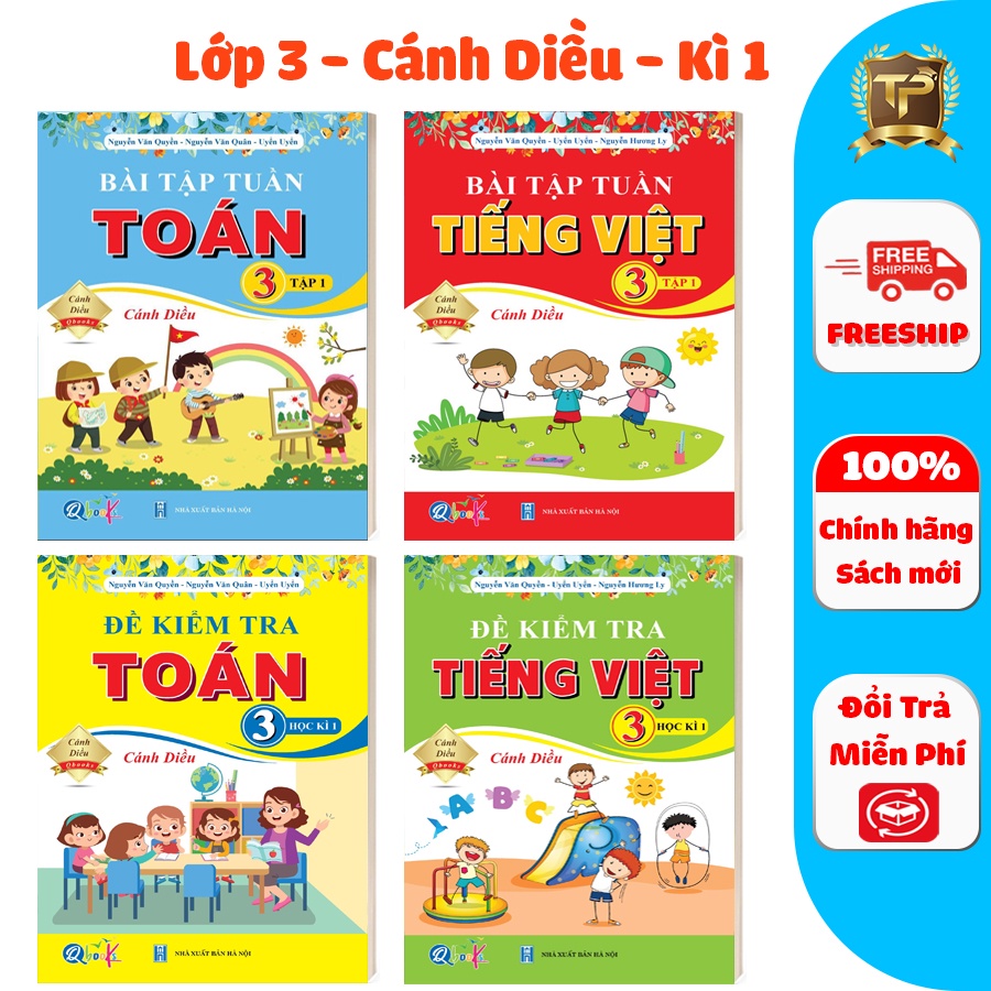 Sách - Combo Bài Tập Tuần và Đề Kiểm Tra lớp 3 Cánh Diều - Toán và Tiếng Việt học kì 1 (4 cuốn)