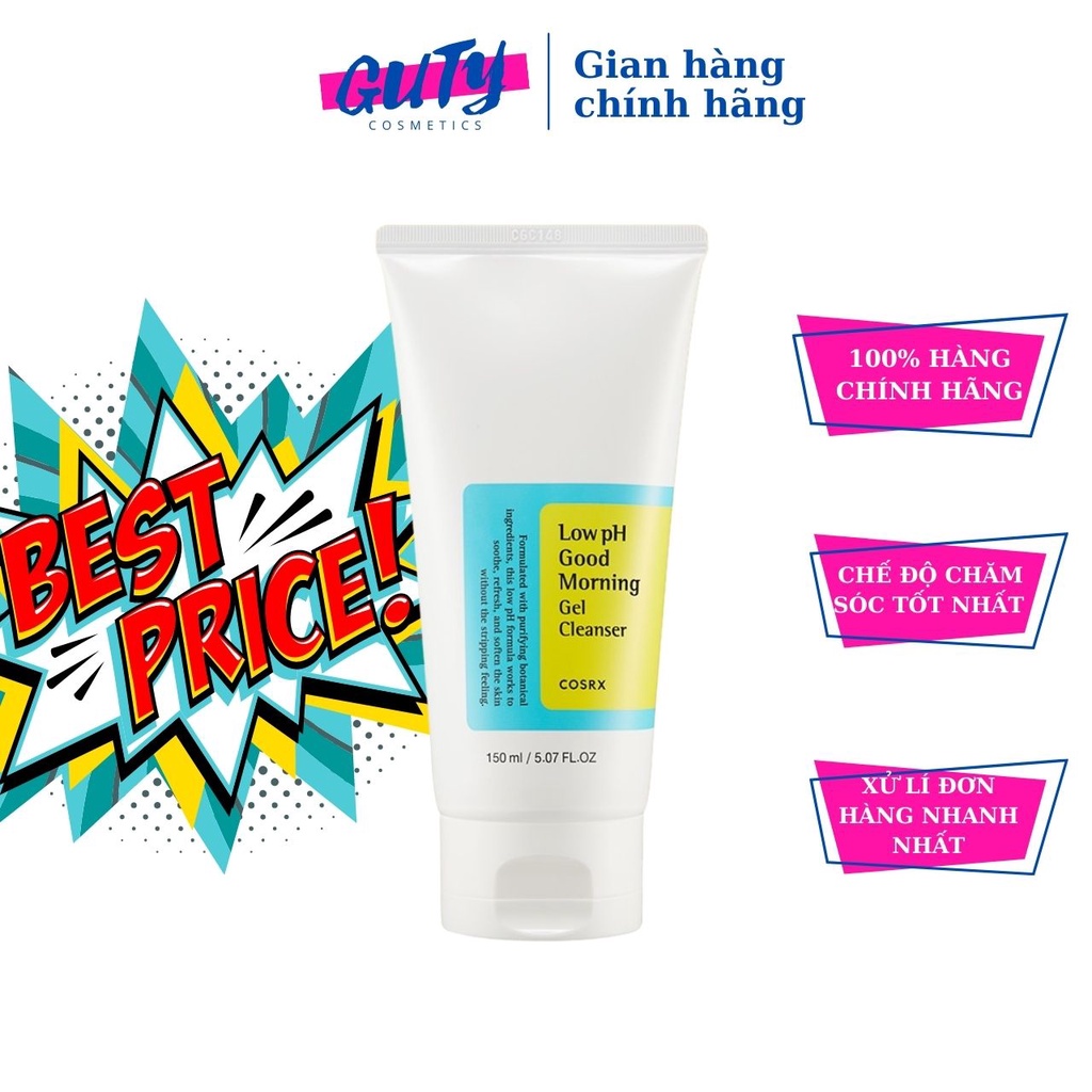 Sữa rửa mặt Cosrx Low pH Good Morning Gel Cleanser 150ml Tràm Trà, không gây kích ứng phù hợp với mọi loại da