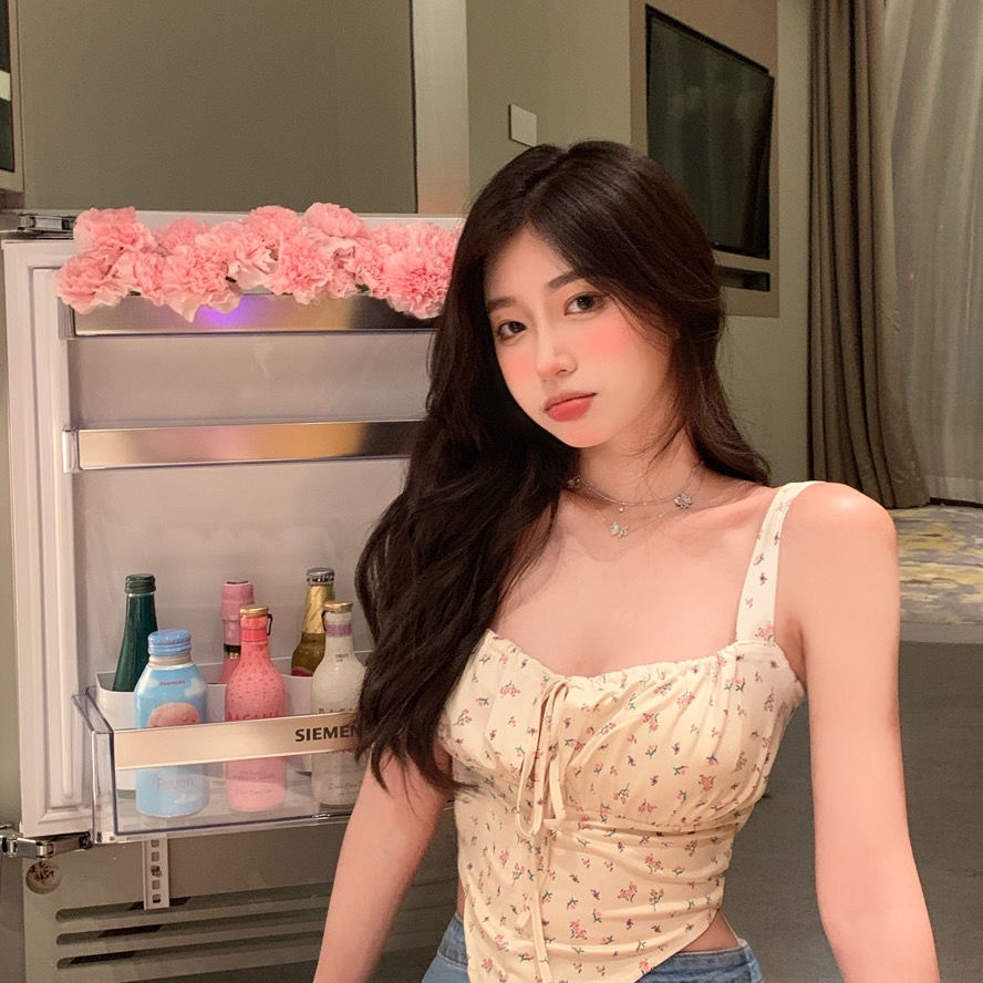 Áo hai dây họa tiết hoa quyến rũ thời trang mùa hè cho nữ