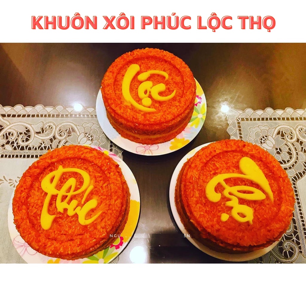 Khuôn Làm Bánh Khuôn Xôi Hoa Chữ Phúc Lộc Thọ Phát Tài Kích thước 13x7cm Nhựa PP cao cấp