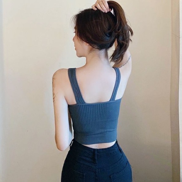 Áo Ngực Thể Thao Không Gọng Không Đường May Họa Tiết Kẻ Sọc Co Giãn Thời Trang 19881