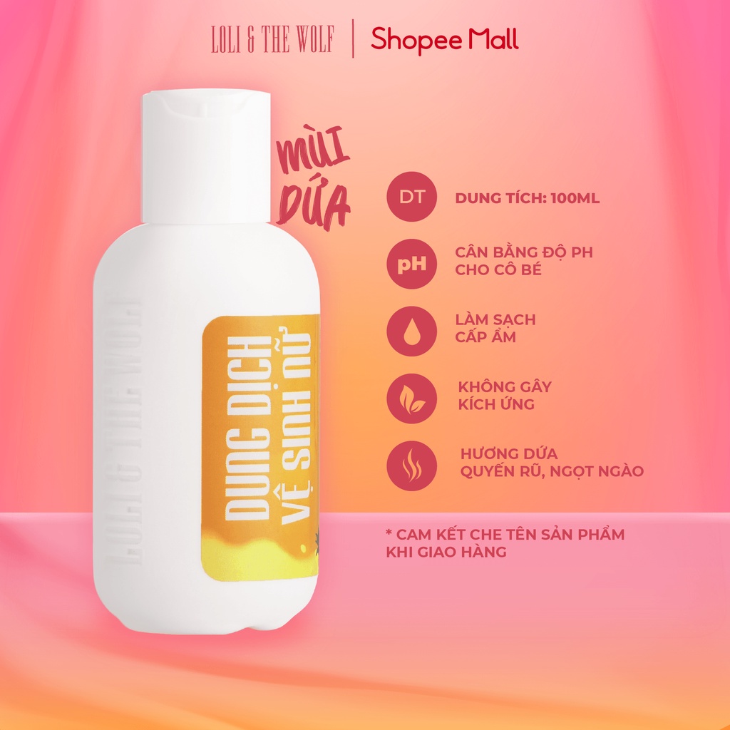 Dung Dịch Vệ Sinh Phụ Nữ Loli The Wolf Mùi Dứa Thành Phần Tự Nhiên Chai 100ml