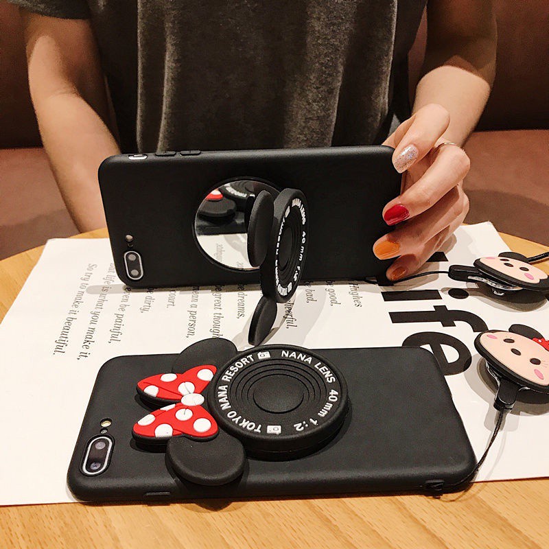 Ốp điện thoại có gương thích hợp cho iphone 13 11 12 12promax cute cartoon 6 6s 7 8 plus x xs 11 pro max promax