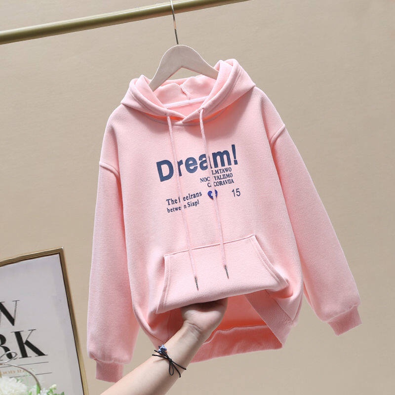 Áo Hoodie Có Túi Lớn 100-160cm In Chữ Dành Cho Bé Gái 3-14 Tuổi