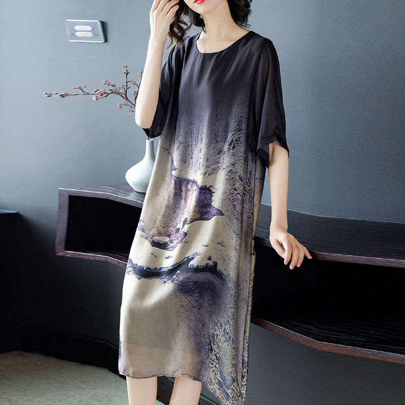 Đầm Dài Tay Ngắn Bằng Lụa Lạnh Cho Nữ 2021 | BigBuy360 - bigbuy360.vn