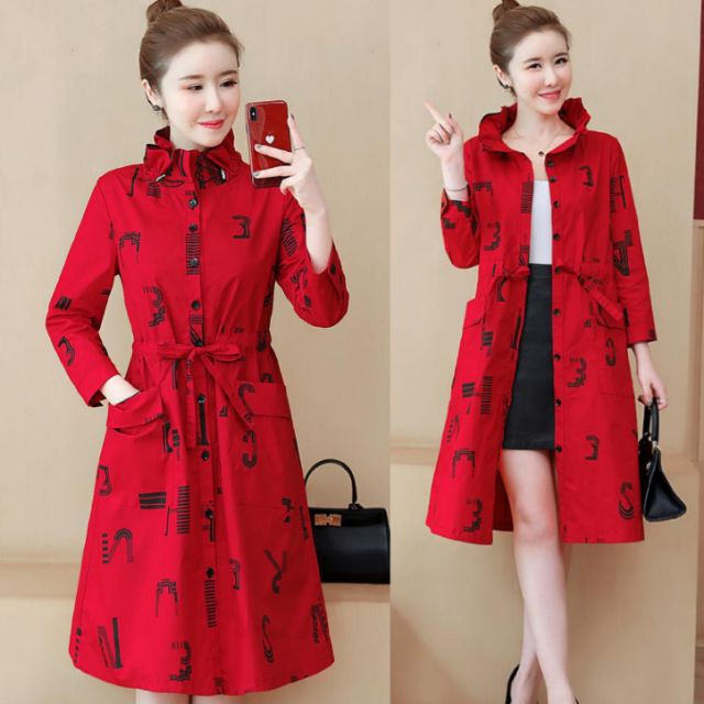 Hàng nhập - Áo khoác kaki nữ cài nút form dài, áo bomber cổ trụ bèo độc đáo
