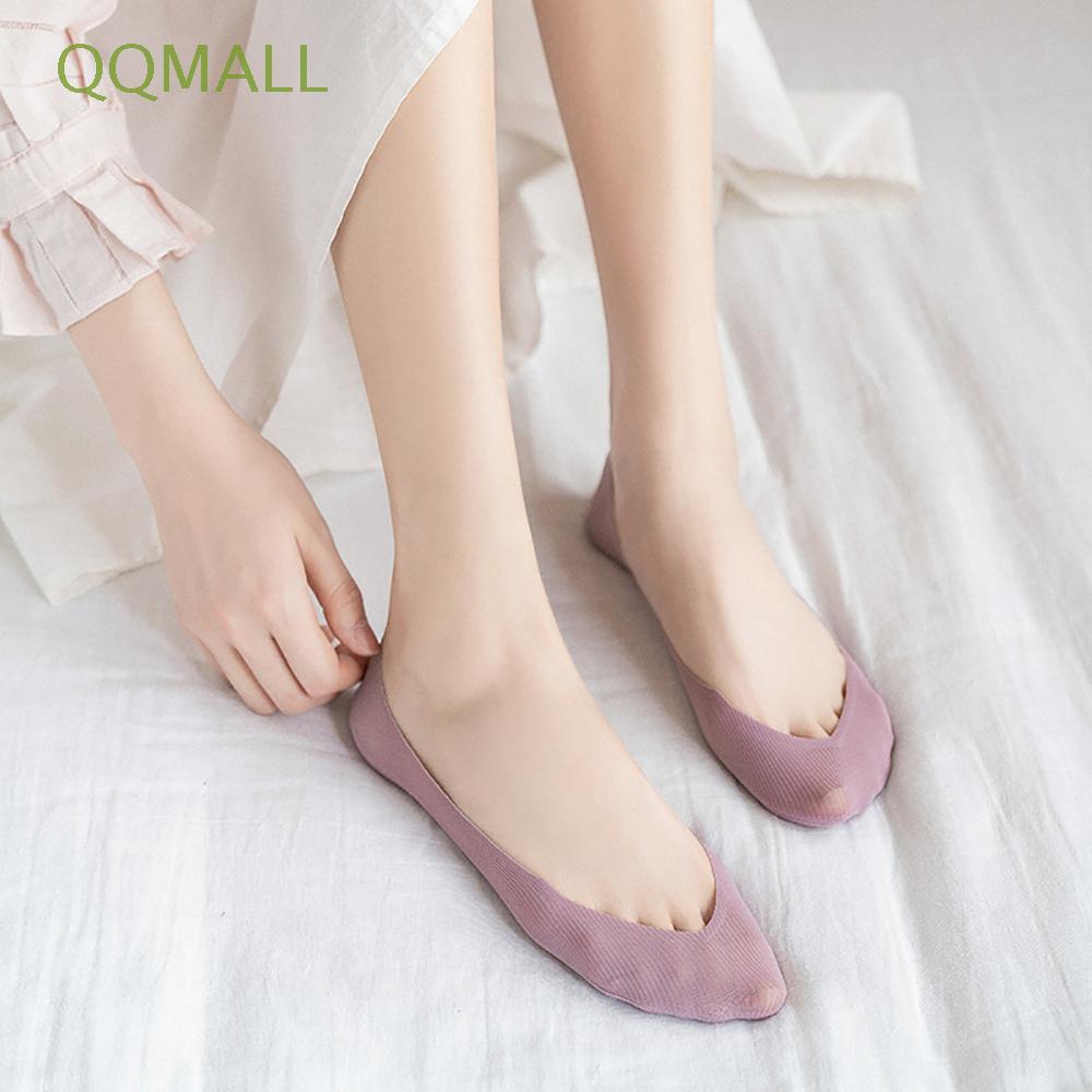 Tất thuyền vải cotton thoáng khí màu trơn phong cách Hàn Quốc thích hợp cho nữ