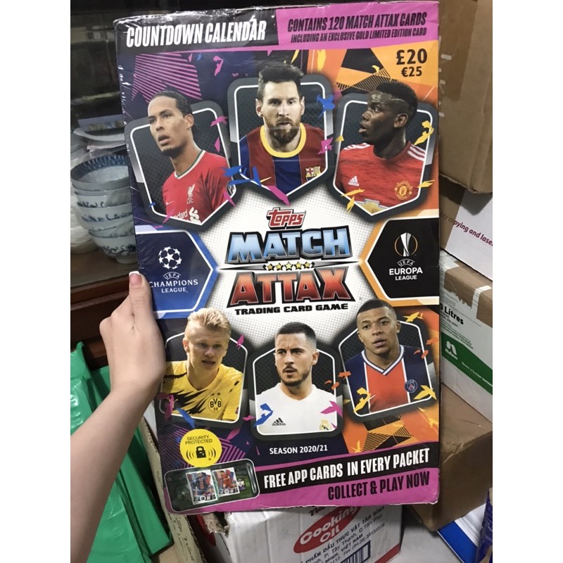 Hộp thẻ Match Attax Coundown Calendar Champions league 2020/21 ( 120 thẻ )