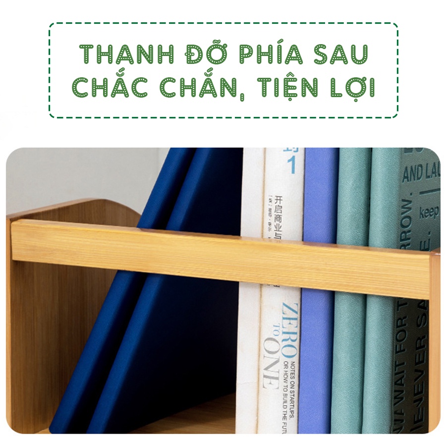 Giá kệ để sách, hồ sơ, đồ dùng để bàn bằng gỗ tre cao cấp Vango V32 Cho văn phòng, sang trọng, tiện lợi