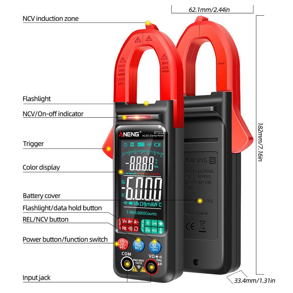 Kẹp Thử Điện Áp Kỹ Thuật Số Độ Chính Xác Cao DC / AC 400A Amp 6000
