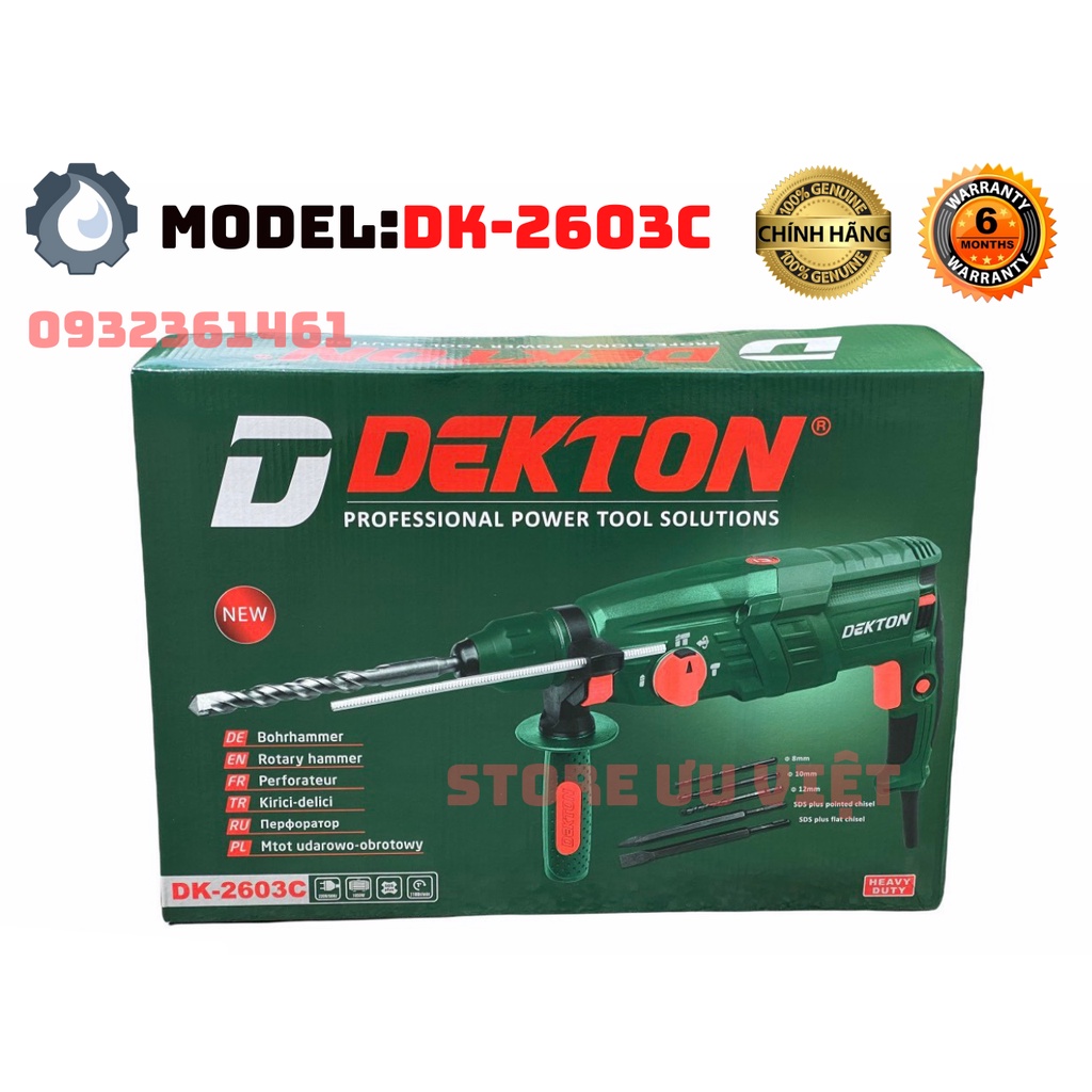 Máy khoan đục bê tông 3 chức năng Dekton 1050W  Model: DK 2603C GIÁ TỐT