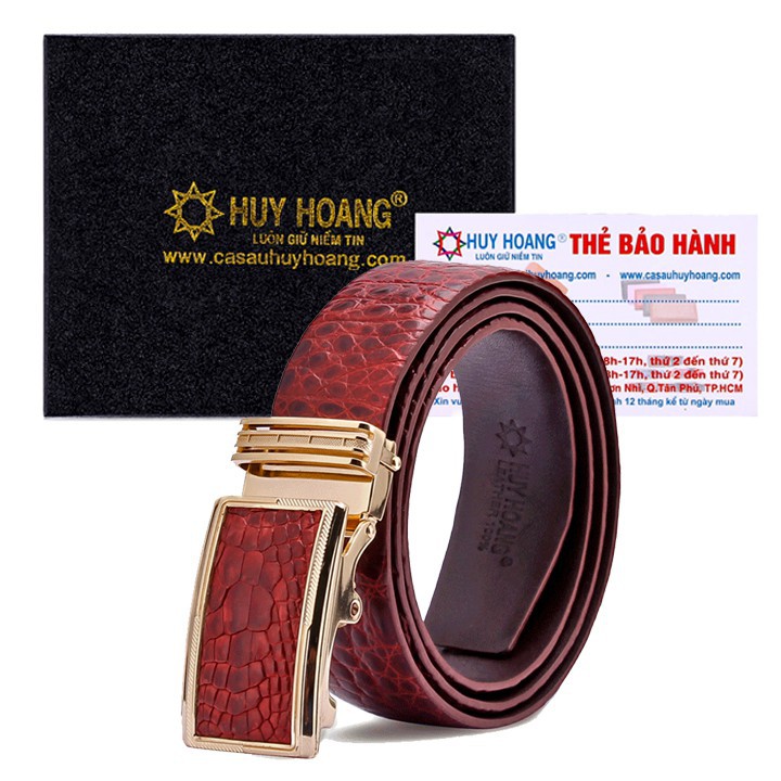 Thắt lưng nam da cá sấu màu nâu đỏ XH4240