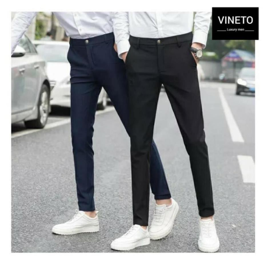 Quần âu nam đen ống côn, vải không nhăn không xù Cao Cấp