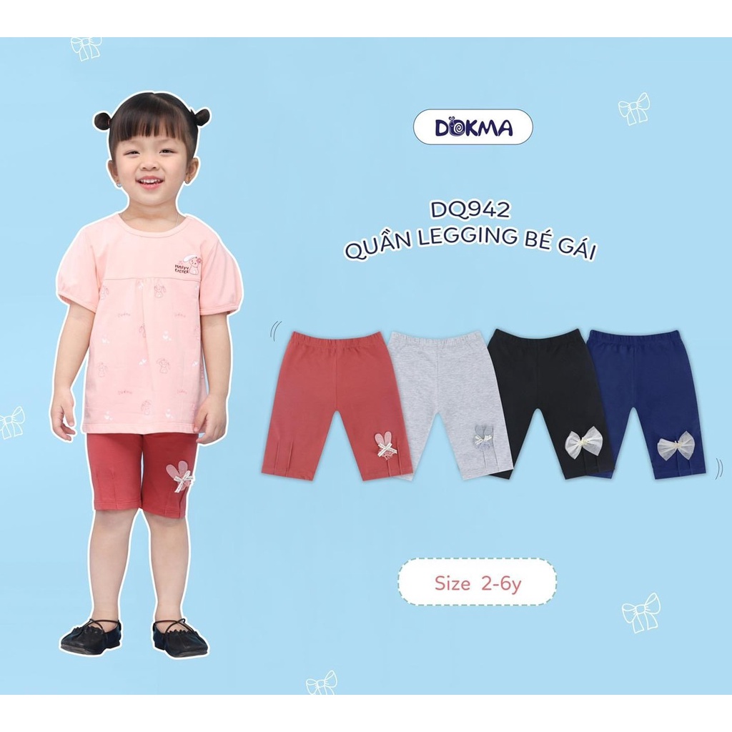 DQ942 Quần legging bé gái phối gân Dokma (2-6T)