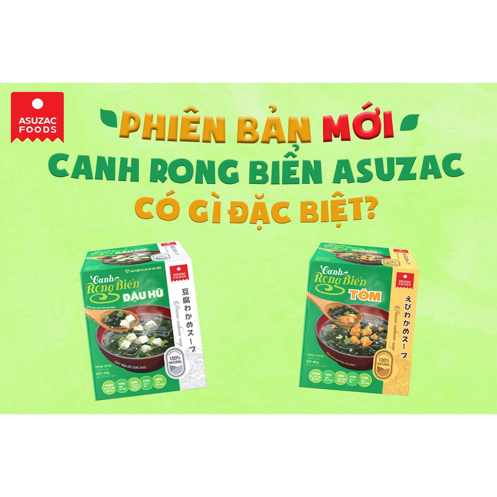 Hộp 10 Gói Canh Rong Biển Asuzac Đậu Hũ, Thịt Bò, Tôm, Miso, Hến, Thịt Thật, Dinh Dưỡng Cao, Chay Mặn Đều Dùng Được