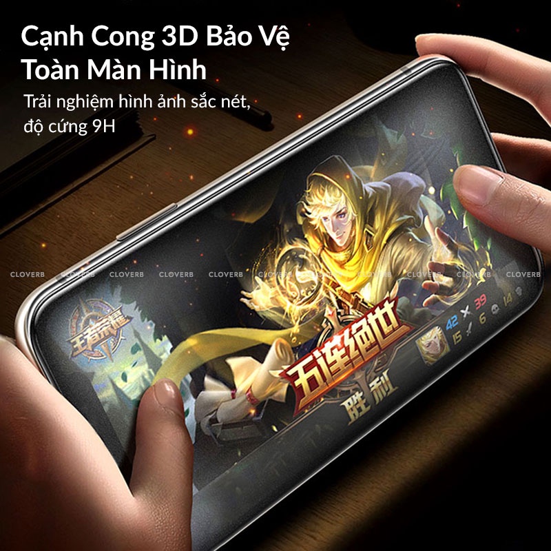 Kính Cường Lực Nhám KingKong 3D Curved Gaming Độ Cứng Cao Full Màn Hình Chống Vân Tay Cho Xs 11 12 13 14 Pro Max Cloverb